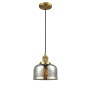 Innovations Lighting Large Bell 8" Wide Mini Pendant - Cord Suspension Brushed Brass / Silver Mercury