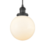 Innovations Lighting Beacon Single Light 8" Wide Mini Pendant with Adjustable Cord Matte Black / Matte White Cased