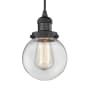Innovations Lighting Beacon Single Light 6" Wide Mini Pendant with Adjustable Cord Matte Black / Clear
