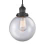 Innovations Lighting Beacon Single Light 8" Wide Mini Pendant with Adjustable Cord Matte Black / Clear