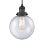 Innovations Lighting Beacon Single Light 8" Wide Mini Pendant with Adjustable Cord Matte Black / Seedy
