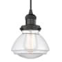 Innovations Lighting Olean 7" Wide Mini Cord Hung Pendant Matte Black / Clear