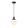 Innovations Lighting Small Oxford Single Light 8" Wide Mini Pendant with Adjustable Cord Matte Black / Matte White Cased