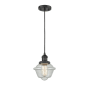 Innovations Lighting Small Oxford Single Light 8" Wide Mini Pendant with Adjustable Cord Matte Black / Clear