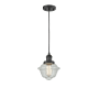 Innovations Lighting Small Oxford Single Light 8" Wide Mini Pendant with Adjustable Cord Matte Black / Seedy