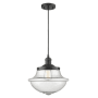 Innovations Lighting Large Oxford 12" Wide Single Pendant - Cord Suspension Matte Black / Seedy
