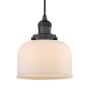 Innovations Lighting Large Bell 8" Wide Mini Pendant - Cord Suspension Matte Black / Matte White Cased