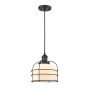 Innovations Lighting Large Bell Cage 9" Wide Mini Pendant - Cord Suspension Matte Black / Matte White Cased