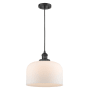 Innovations Lighting X-Large Bell Single Light 12" Wide Pendant Matte Black / Matte White Cased