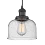 Innovations Lighting Large Bell 8" Wide Mini Pendant - Cord Suspension Matte Black / Seedy