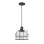 Innovations Lighting Large Bell Cage 9" Wide Mini Pendant - Cord Suspension Matte Black / Seedy