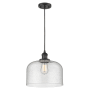 Innovations Lighting X-Large Bell Single Light 12" Wide Pendant Matte Black / Seedy