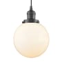 Innovations Lighting Beacon Single Light 8" Wide Mini Pendant with Adjustable Cord Oil Rubbed Bronze / Matte White Cased