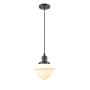 Innovations Lighting Small Oxford Single Light 8" Wide Mini Pendant with Adjustable Cord Oil Rubbed Bronze / Matte White Cased