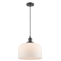 Innovations Lighting X-Large Bell Single Light 12" Wide Pendant Oil Rubbed Bronze / Matte White Cased