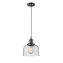 Innovations Lighting Large Bell 8" Wide Mini Pendant - Cord Suspension Oiled Rubbed Bronze / Seedy
