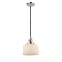 Innovations Lighting Large Bell 8" Wide Mini Pendant - Cord Suspension Polished Chrome / Matte White Cased