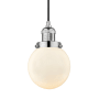 Innovations Lighting Beacon Single Light 6" Wide Mini Pendant with Adjustable Cord Polished Nickel / Matte White Cased