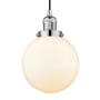 Innovations Lighting Beacon Single Light 8" Wide Mini Pendant with Adjustable Cord Polished Nickel / Matte White Cased