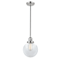 Innovations Lighting Beacon Single Light 8" Wide Mini Pendant with Adjustable Cord Polished Nickel / Clear
