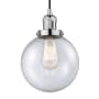 Innovations Lighting Beacon Single Light 8" Wide Mini Pendant with Adjustable Cord Polished Nickel / Seedy