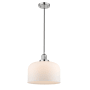 Innovations Lighting X-Large Bell Single Light 12" Wide Pendant Polished Nickel / Matte White Cased