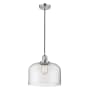 Innovations Lighting X-Large Bell Single Light 12" Wide Pendant Polished Nickel / Clear