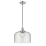 Innovations Lighting X-Large Bell Single Light 12" Wide Pendant Polished Nickel / Seedy