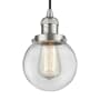 Innovations Lighting Beacon Single Light 6" Wide Mini Pendant with Adjustable Cord Brushed Satin Nickel / Clear