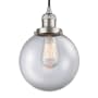 Innovations Lighting Beacon Single Light 8" Wide Mini Pendant with Adjustable Cord Brushed Satin Nickel / Clear