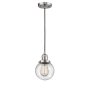 Innovations Lighting Beacon Single Light 6" Wide Mini Pendant with Adjustable Cord Brushed Satin Nickel / Seedy