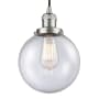 Innovations Lighting Beacon Single Light 8" Wide Mini Pendant with Adjustable Cord Brushed Satin Nickel / Seedy