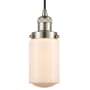 Innovations Lighting Dover 5" Wide Mini Cord Hung Pendant Brushed Satin Nickel / Matte White Cased
