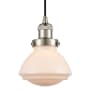 Innovations Lighting Olean 7" Wide Mini Cord Hung Pendant Brushed Satin Nickel / Matte White