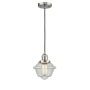 Innovations Lighting Small Oxford Single Light 8" Wide Mini Pendant with Adjustable Cord Brushed Satin Nickel / Seedy