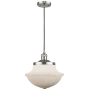 Innovations Lighting Large Oxford 12" Wide Single Pendant - Cord Suspension Brushed Satin Nickel / Matte White