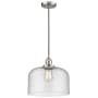 Innovations Lighting X-Large Bell Single Light 12" Wide Pendant Brushed Satin Nickel / Seedy