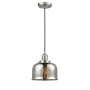Innovations Lighting Large Bell 8" Wide Mini Pendant - Cord Suspension Brushed Satin Nickel / Silver Mercury