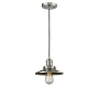 Innovations Lighting Railroad 8" Wide Mini Pendant - Cord Suspension Brushed Satin Nickel / Metal Shade