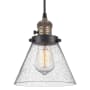 Innovations Lighting Cone 8" Wide Mini Pendant with Shade Black Antique Brass / Seedy