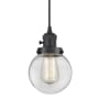 Innovations Lighting Beacon 6" Wide Mini Pendant Matte Black / Clear