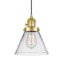 Innovations Lighting Cone 8" Wide Mini Pendant with Shade Satin Gold / Clear