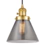 Innovations Lighting Cone 8" Wide Mini Pendant with Shade Satin Gold / Plated Smoke