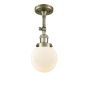 Innovations Lighting Beacon Single Light 6" Wide Semi-Flush Ceiling Fixture Antique Brass / Matte White Cased