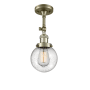 Innovations Lighting Beacon Single Light 6" Wide Semi-Flush Ceiling Fixture Antique Brass / Seedy