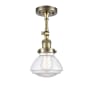 Innovations Lighting Olean 7" Wide Convertible Semi-Flush Ceiling Fixture / Convertible to Wall Sconce Antique Brass / Clear