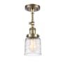 Innovations Lighting Bell 5" Wide Semi-Flush Ceiling Fixture with Shade Antique Brass / Deco Swirl