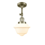 Innovations Lighting Small Oxford Single Light 8" Wide Convertible Semi-Flush Ceiling Fixture Antique Brass / Matte White Cased