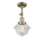 Innovations Lighting Small Oxford Single Light 8" Wide Convertible Semi-Flush Ceiling Fixture Antique Brass / Clear