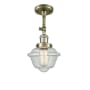 Innovations Lighting Small Oxford Single Light 8" Wide Convertible Semi-Flush Ceiling Fixture Antique Brass / Seedy